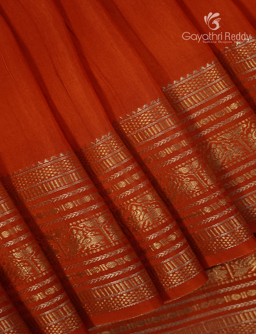 Semi Mysore Crepe Saree in Orange