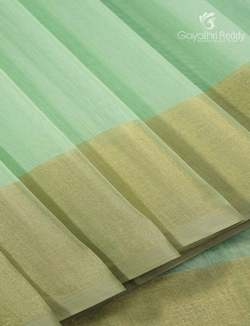 Pure Chanderi Sico Saree in Pastel Pista Green