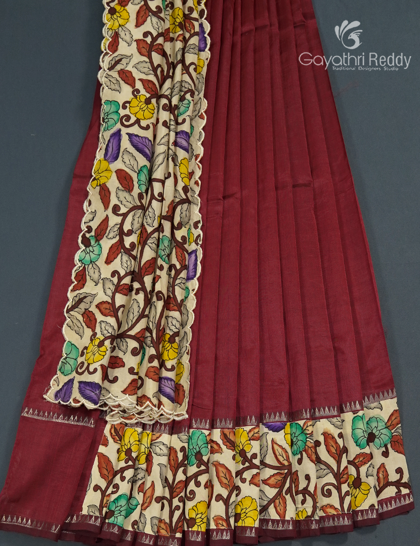 Pure Mangalagiri Langa Voni Set in Maroon