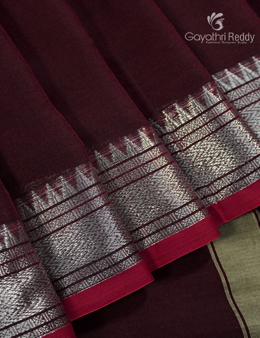 Pure Narayanpet Cotton Saree in Brown