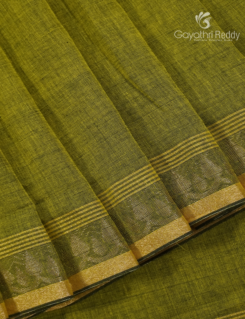 Jamdani Cotton Saree in Mehendi Green