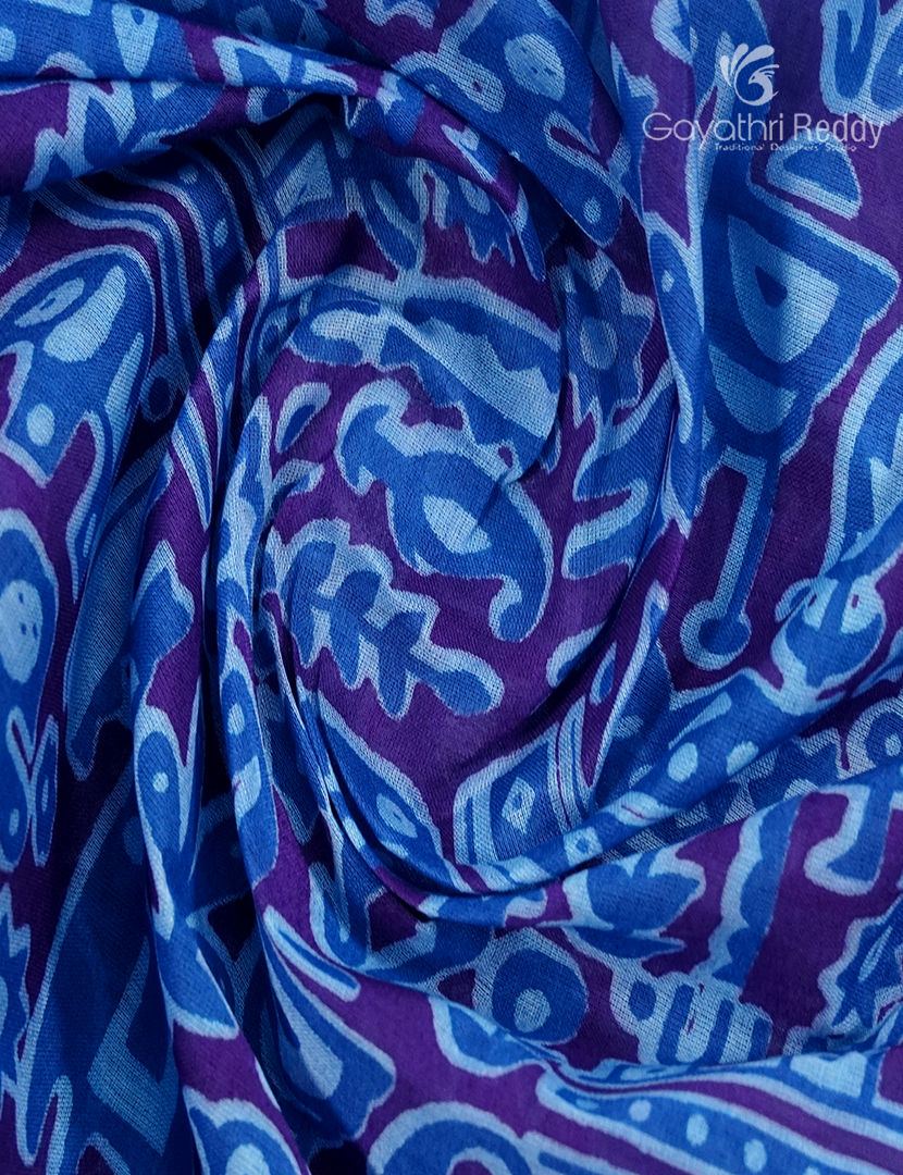 Pure MulMul Cotton Saree in Powder Blue and Maroon