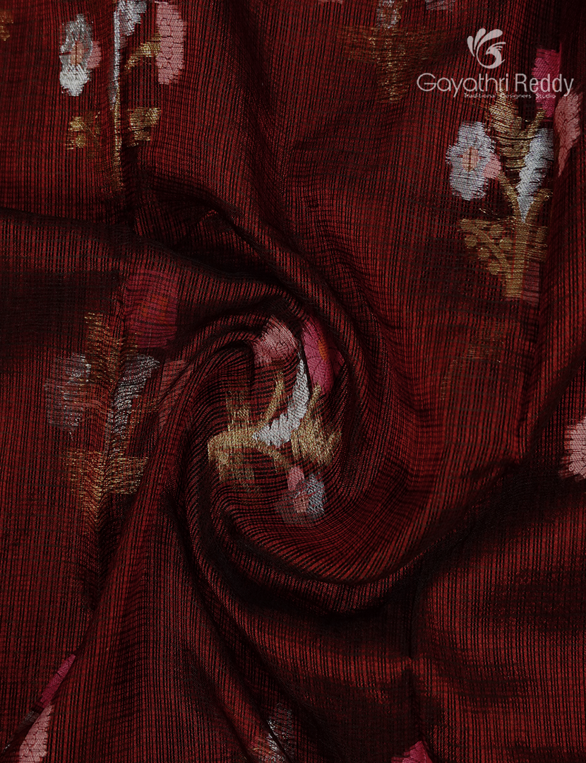 Pure Silk Kota Saree in Maroon