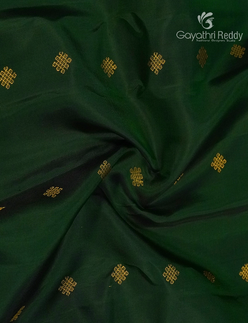 Pure Gadwal Silk Saree in Deep Bottle Green and Deep Violet