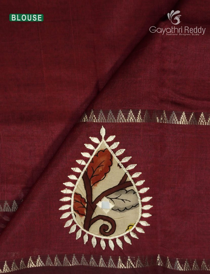Pure Mangalagiri Langa Voni Set in Maroon