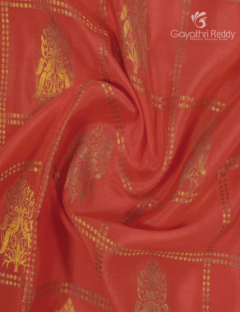 Pure Mysore Silk Saree in Peachish Orange