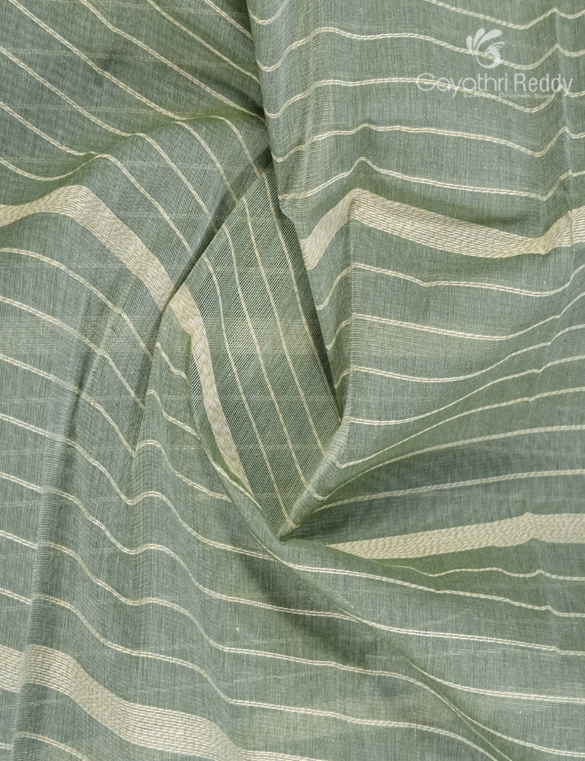 Pure Handloom Cotton Saree in Olive Grey
