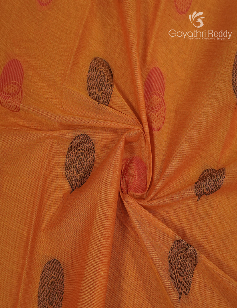Pure Kanchi Cotton Saree in Orange