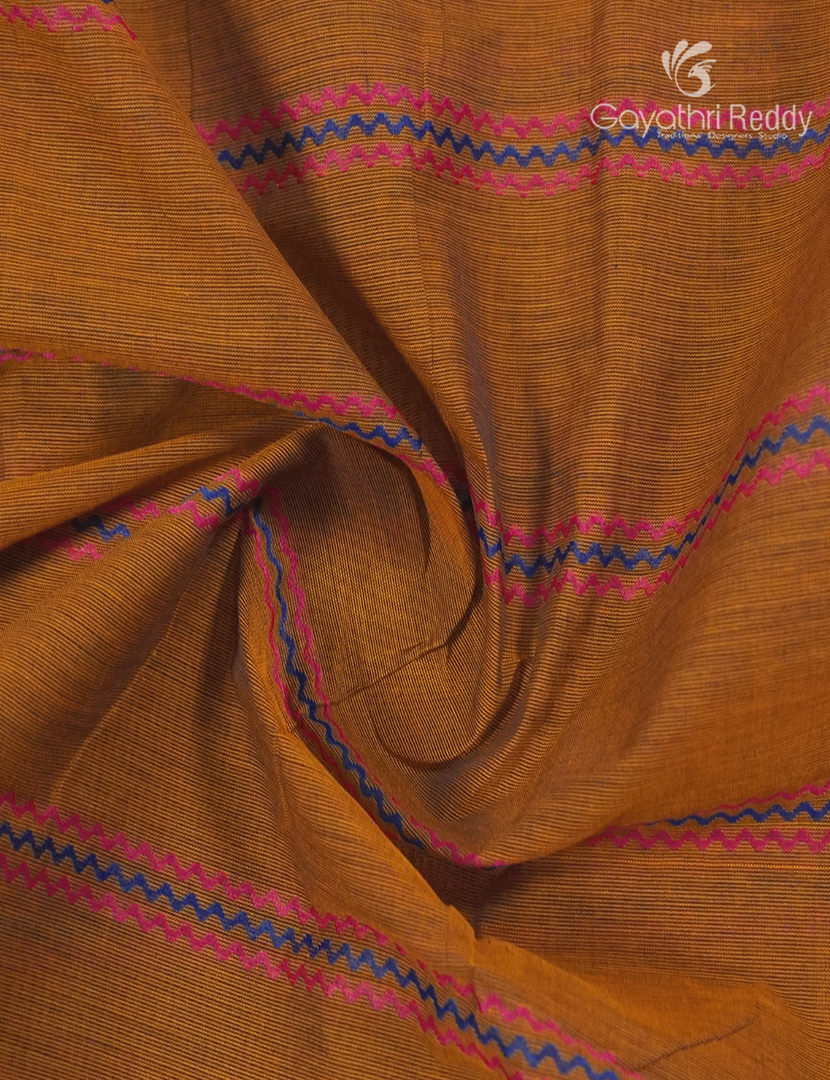 Pure Handloom Cotton Saree in Deep Mustard