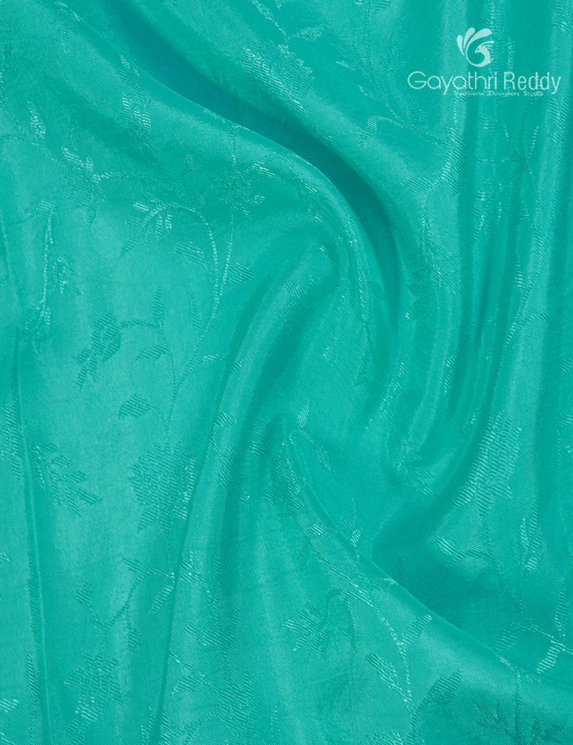 Semi Mysore Crepe Saree in Aqua Blue