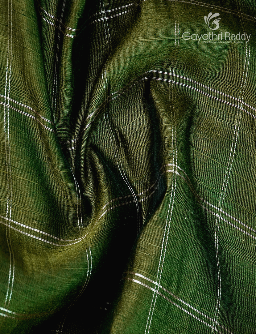 Semi Tussar Saree in Olive Green