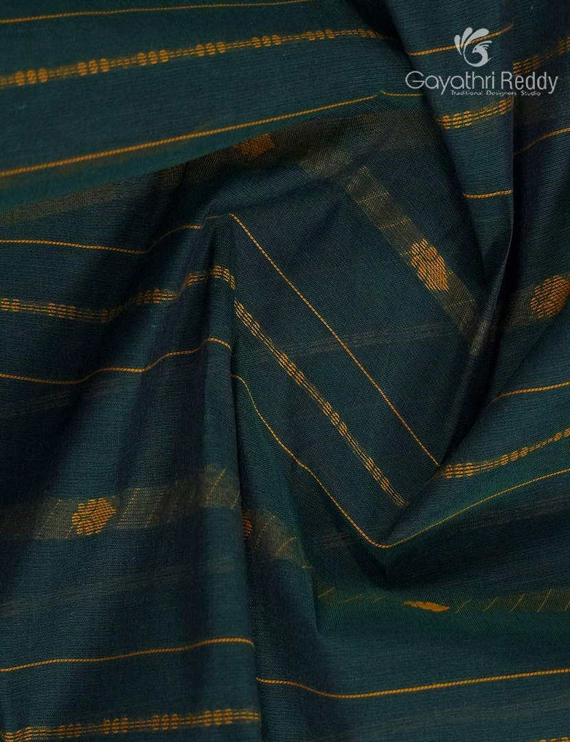 Pure Kanchi Cotton Saree in Deep Peacock Blue