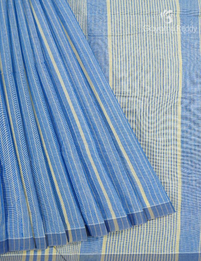 Pure Handloom Cotton Saree in Powder Blue