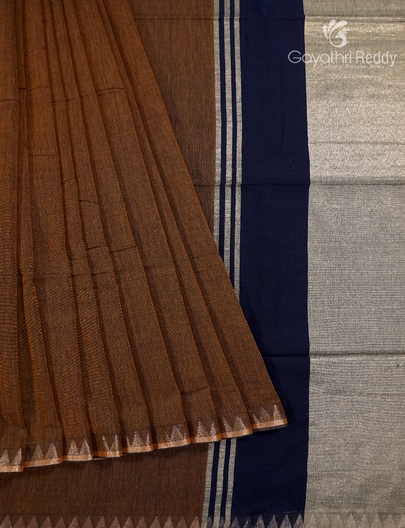 Jamdani Cotton Saree in Brown