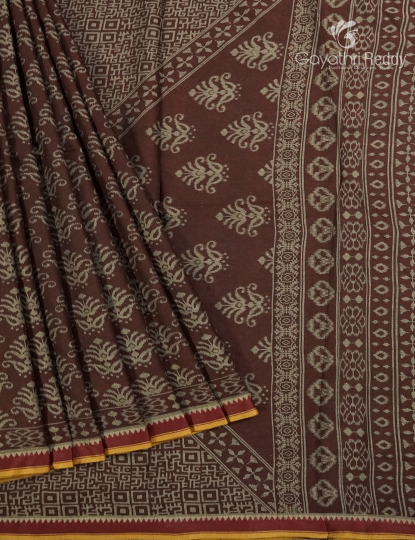 Vidharbha Cotton Saree in Deep Brown