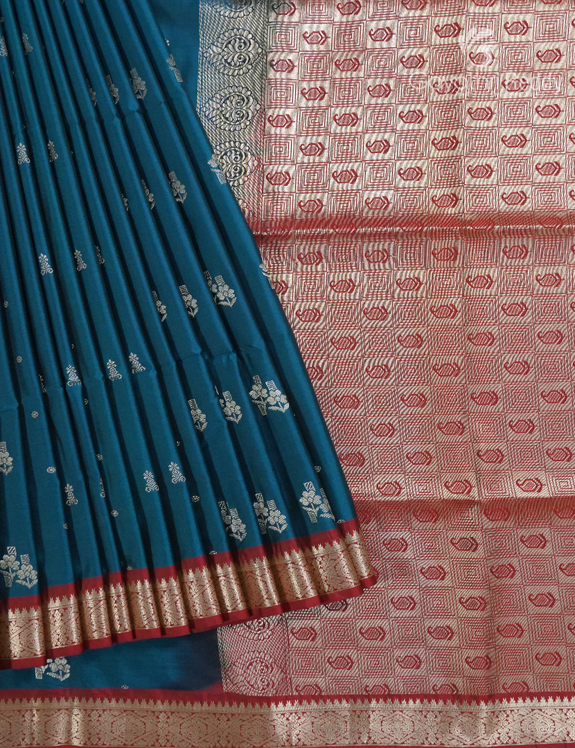 Soft Silk Saree in Deep Peacock Blue