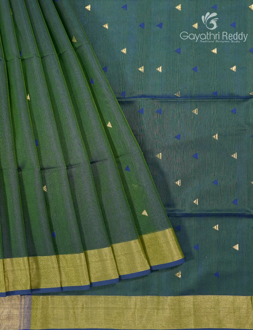 Pure Chanderi Sico Saree in Moss Green