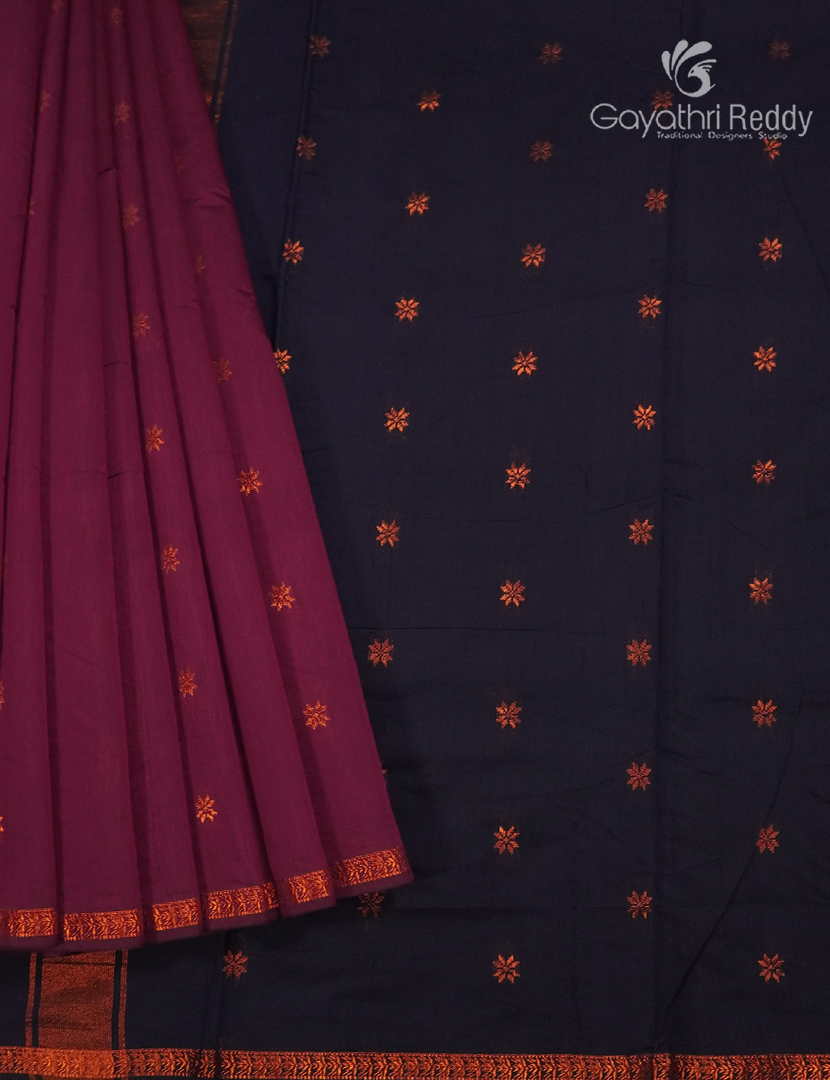 Sico Saree in Deep Maroon and Navy Blue