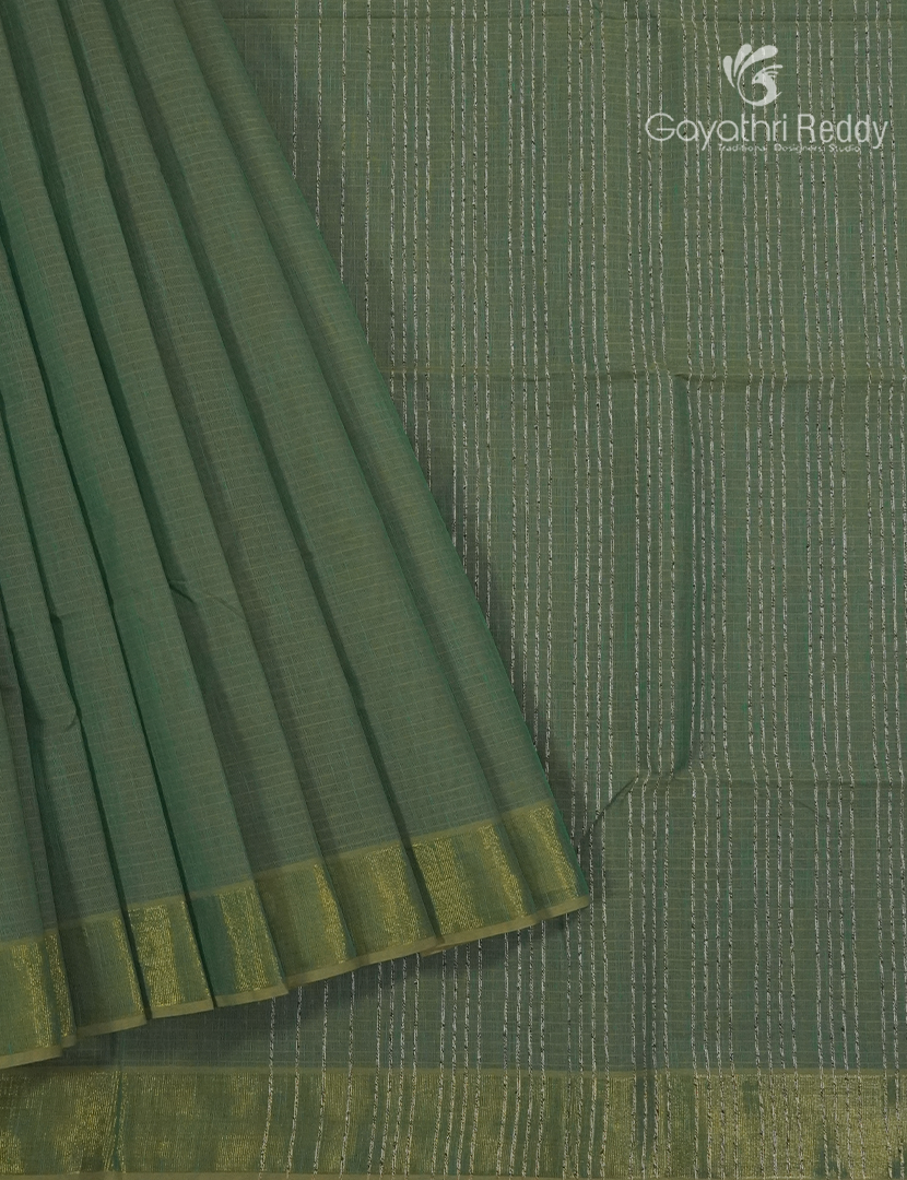 Pure Handloom Cotton Saree in Sage Green