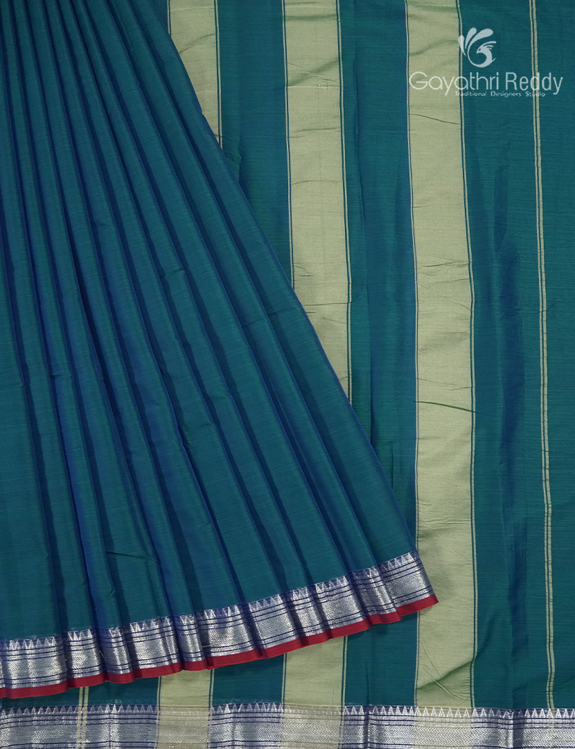 Pure Narayanpet Cotton Saree in Deep Rama Green