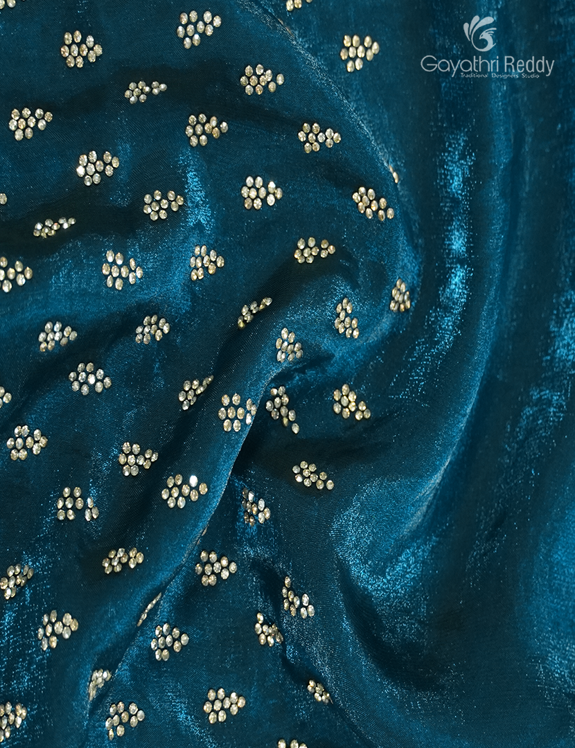Organza Fancy Saree in Peacock Blue
