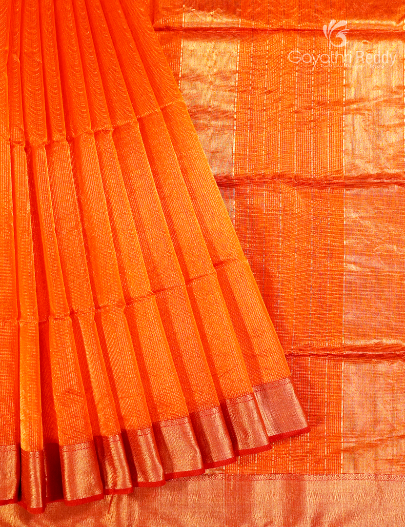 Pure Chanderi Sico Saree in Orange