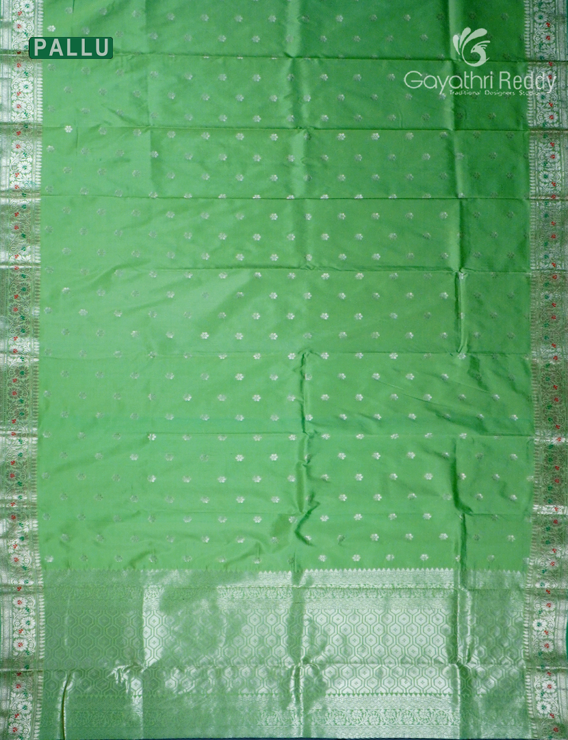 Semi Banaras Katan Silk Saree in Light Green