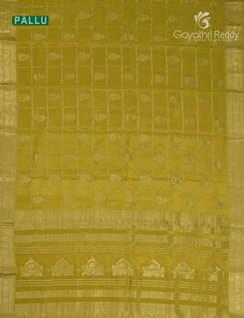 Pure Mysore Silk Saree in Khakhi Green