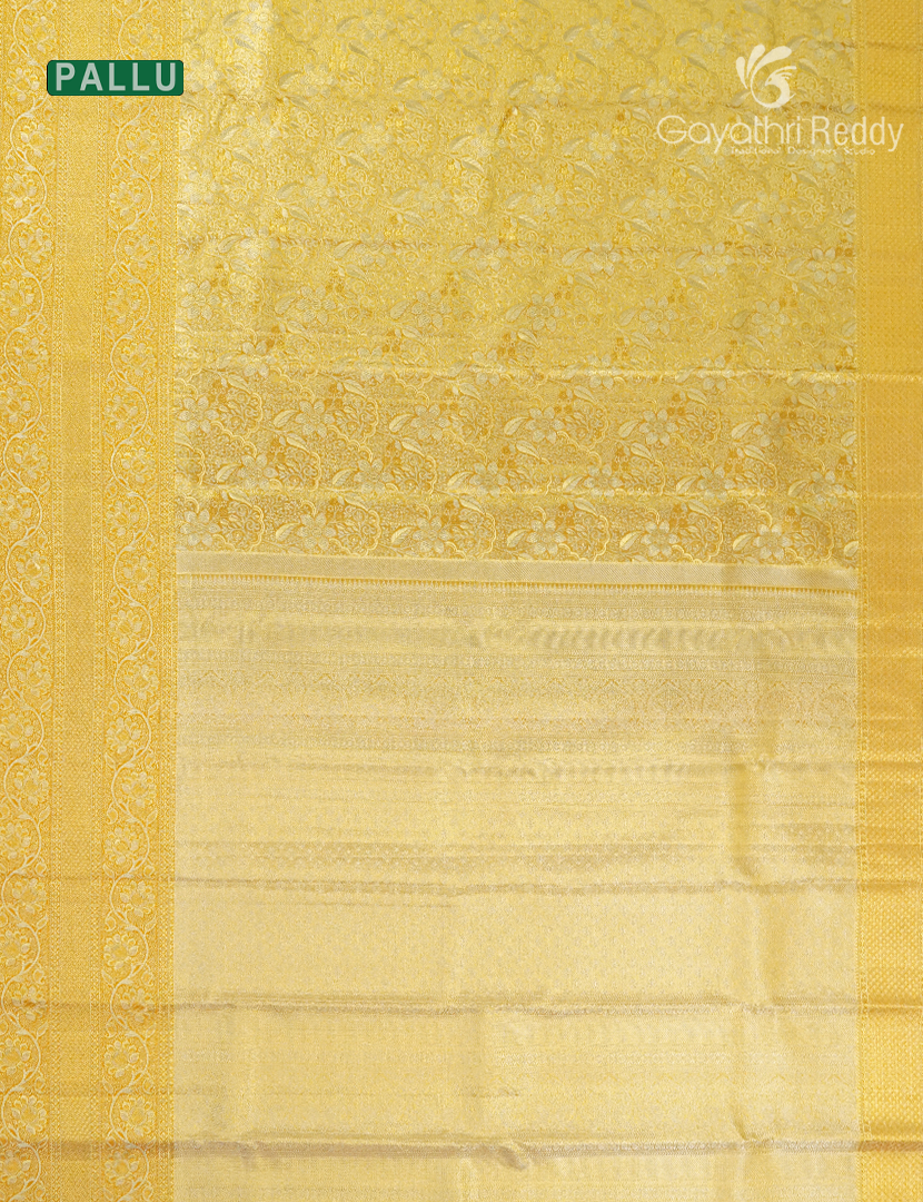 Pure Kanchipuram Silk Bridal Saree in Golden Yellow