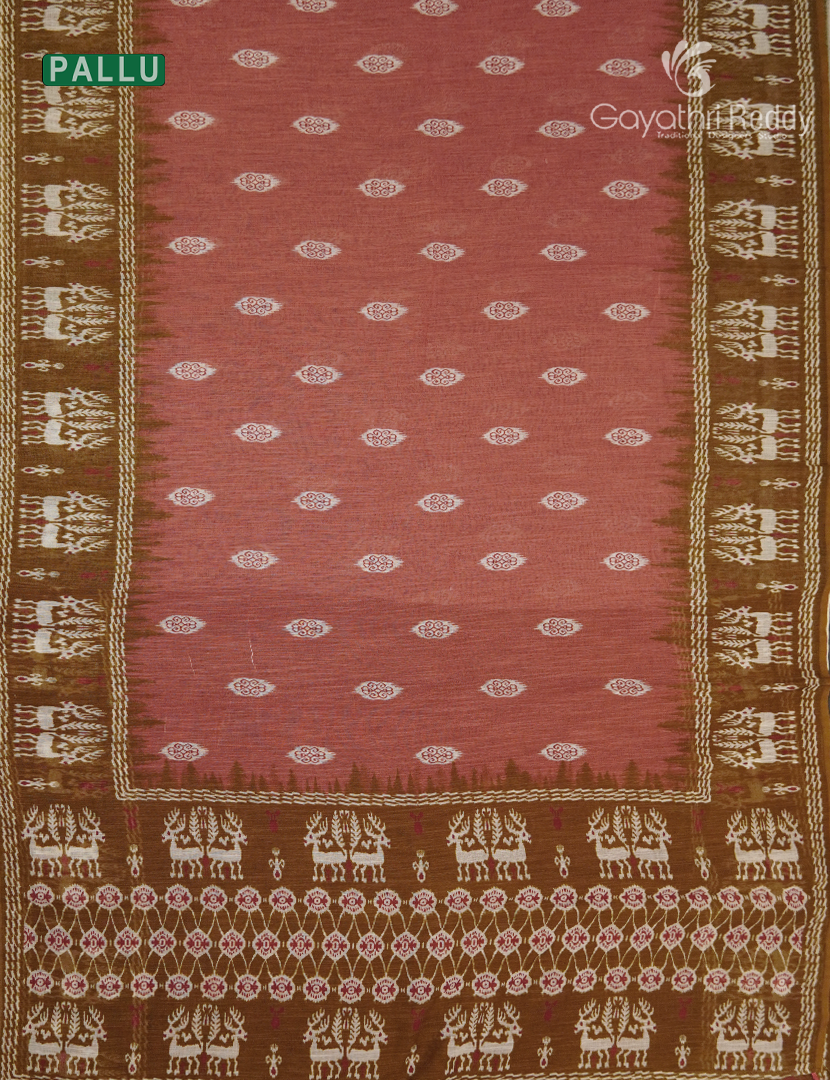 Linen Cotton Saree in Peach