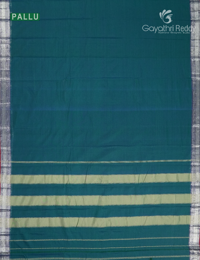 Pure Narayanpet Cotton Saree in Deep Rama Green