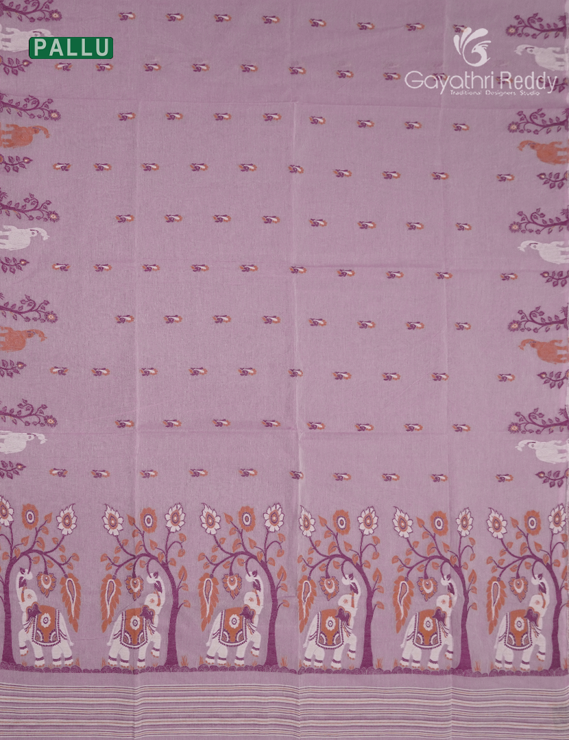 Jamdani Cotton Saree in Baby Pink