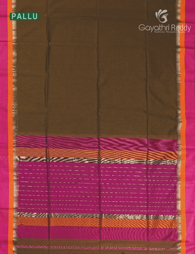Pure Chanderi Sico Saree in Deep Mehendi green and Deep Pink