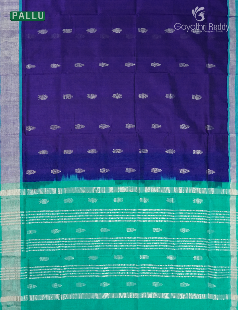 Pure Arani Sico Saree in Deep Blue and Sea Green