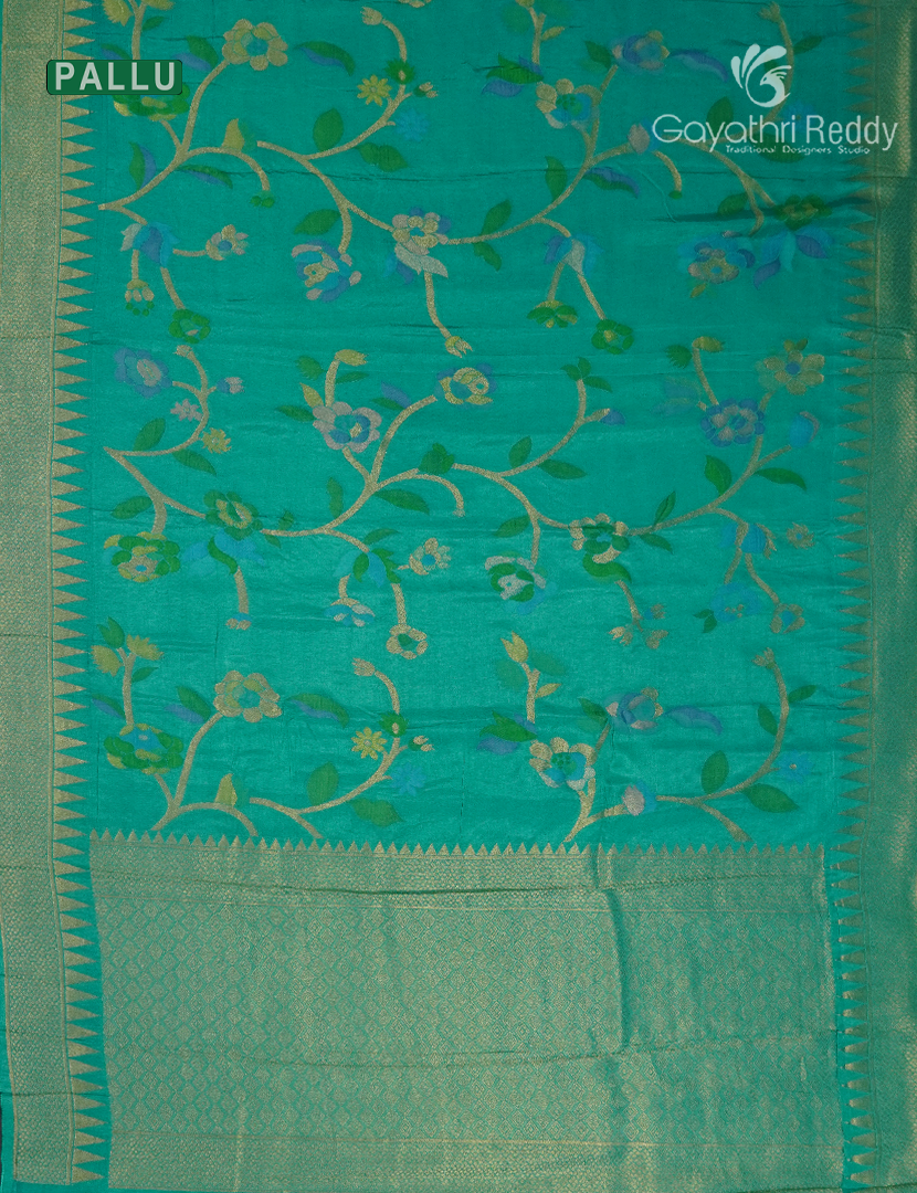 Pure Satin Silk Saree in Sea Green