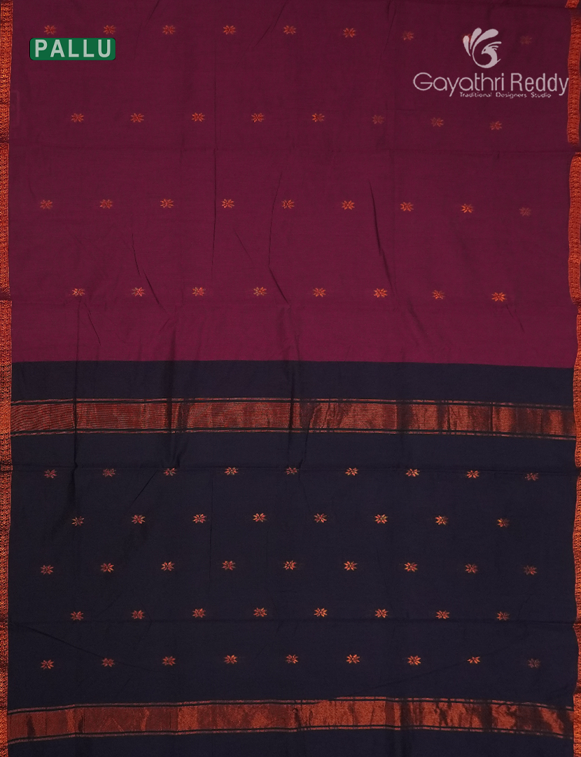 Sico Saree in Deep Maroon and Navy Blue