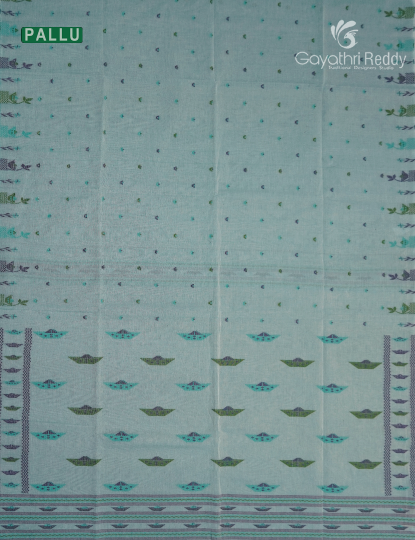 Jamdani Cotton Saree in Light Blue