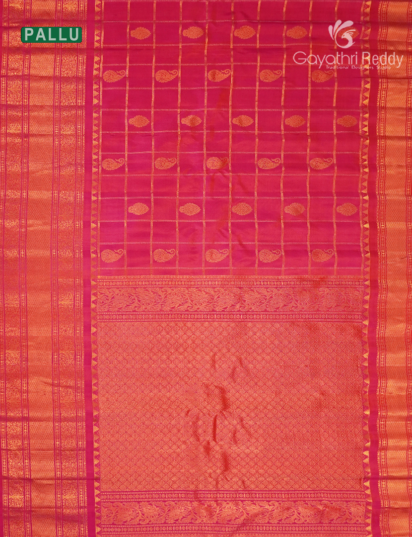 Pure Gadwal Silk Saree in Ruby Pink