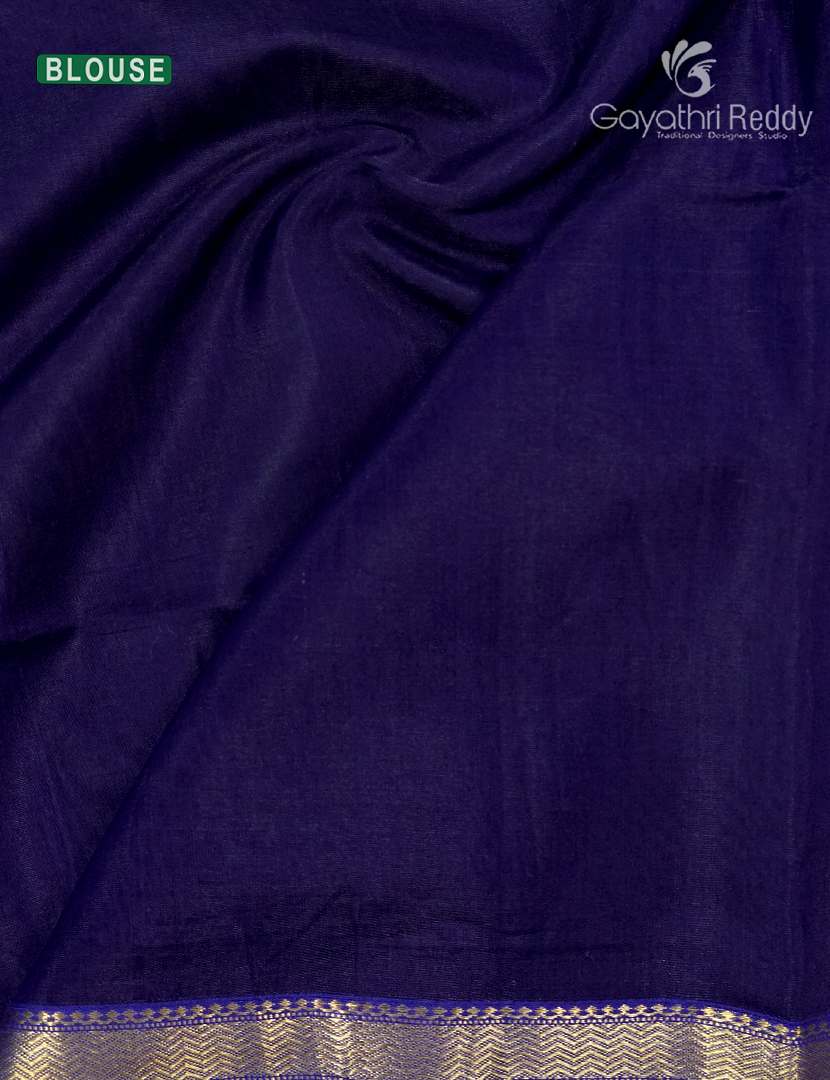 Pure Chanderi Sico Saree in Navy Blue