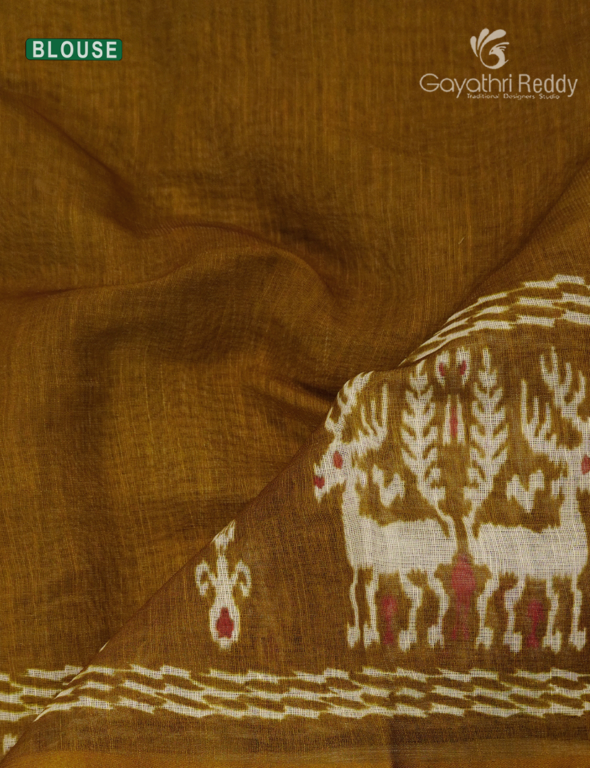Linen Cotton Saree in Peach