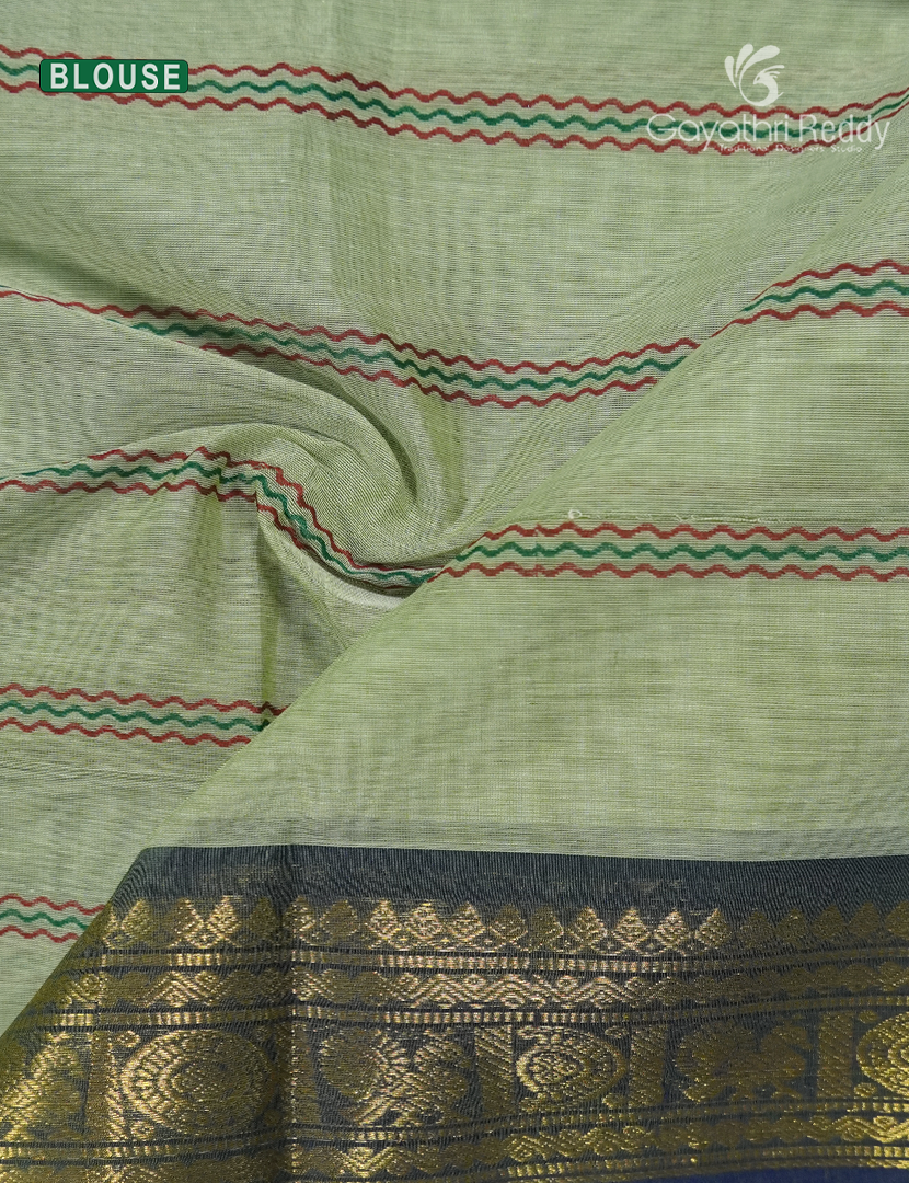 Pure Handloom Cotton Saree in Pastel Pista Green