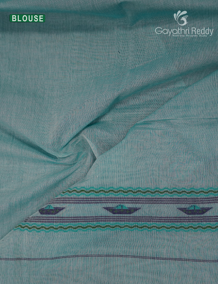 Jamdani Cotton Saree in Light Blue