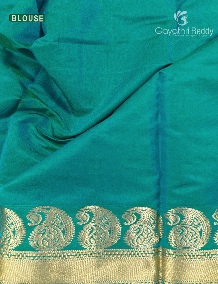 Pure Kanchi Sico Saree in Deep Maroon and Sea Blue