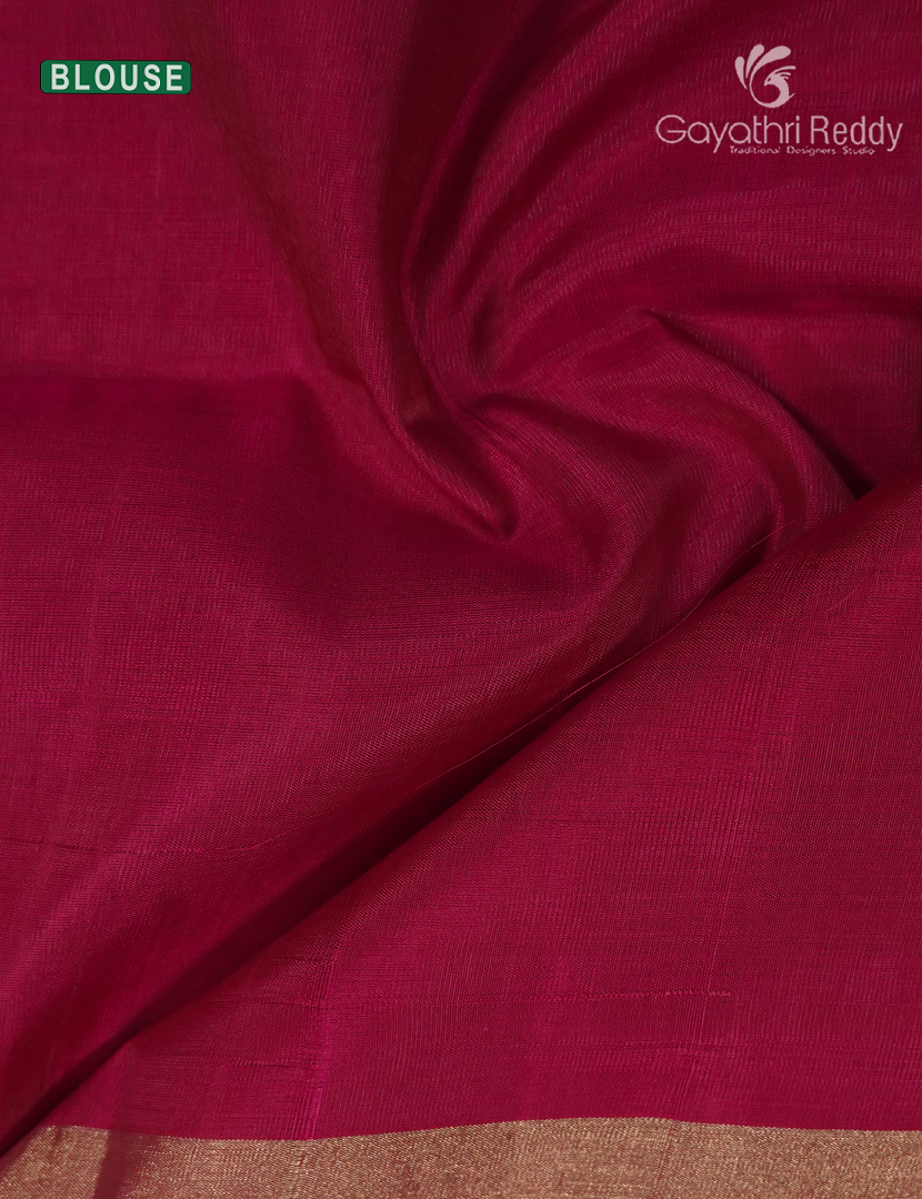 Pure Uppada Silk Saree in Bottle Green and Rani Pink