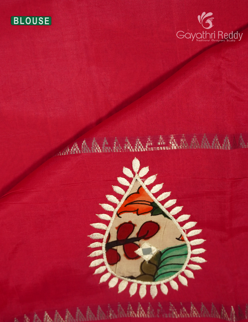 Pure Mangalagiri Langa Voni Set in Fuchsia Pink