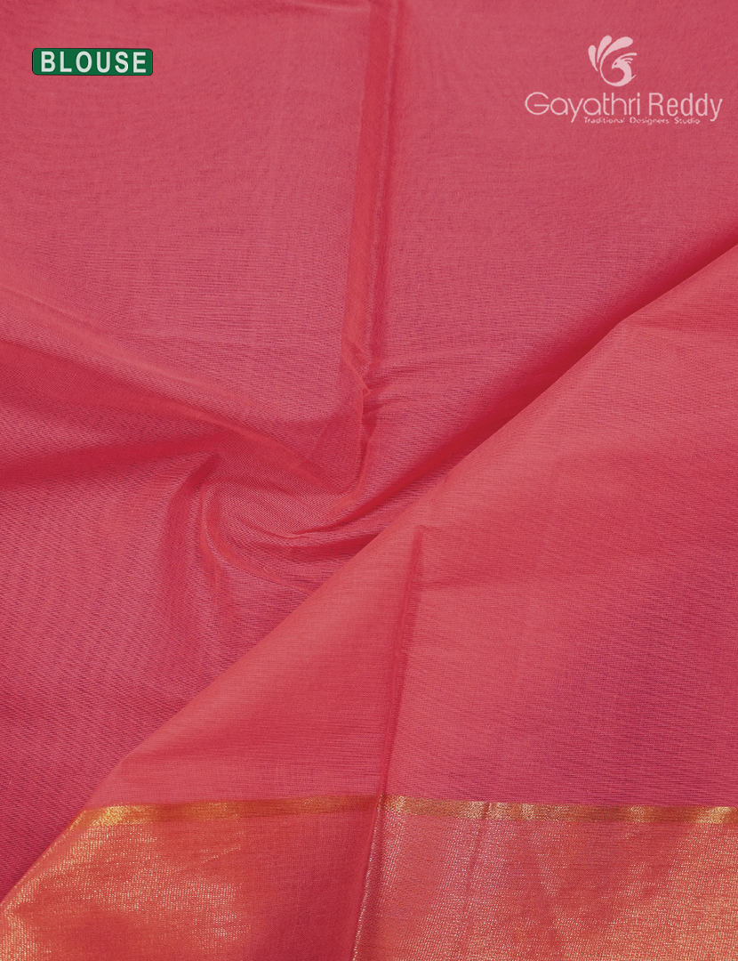Pure Kanchi Cotton Saree in Peach Pink