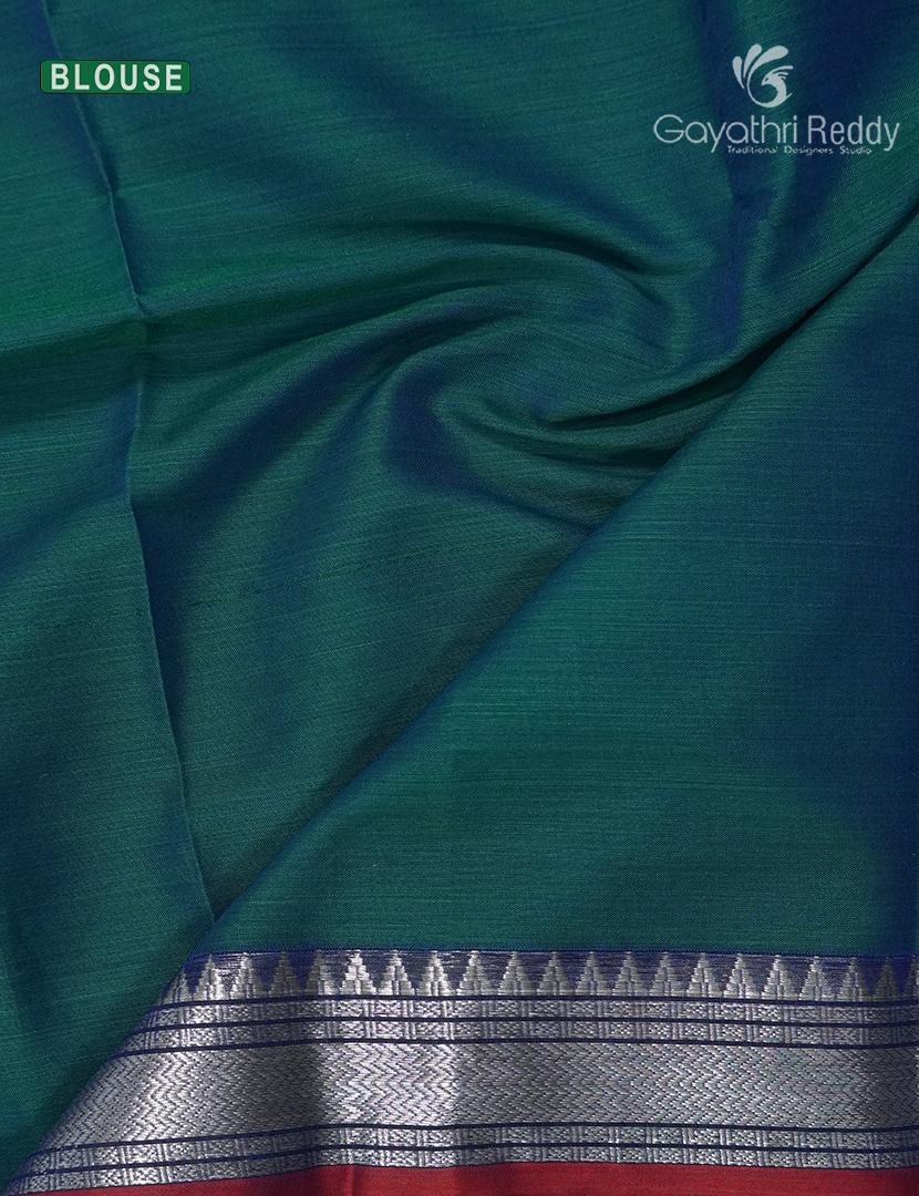 Pure Narayanpet Cotton Saree in Deep Rama Green
