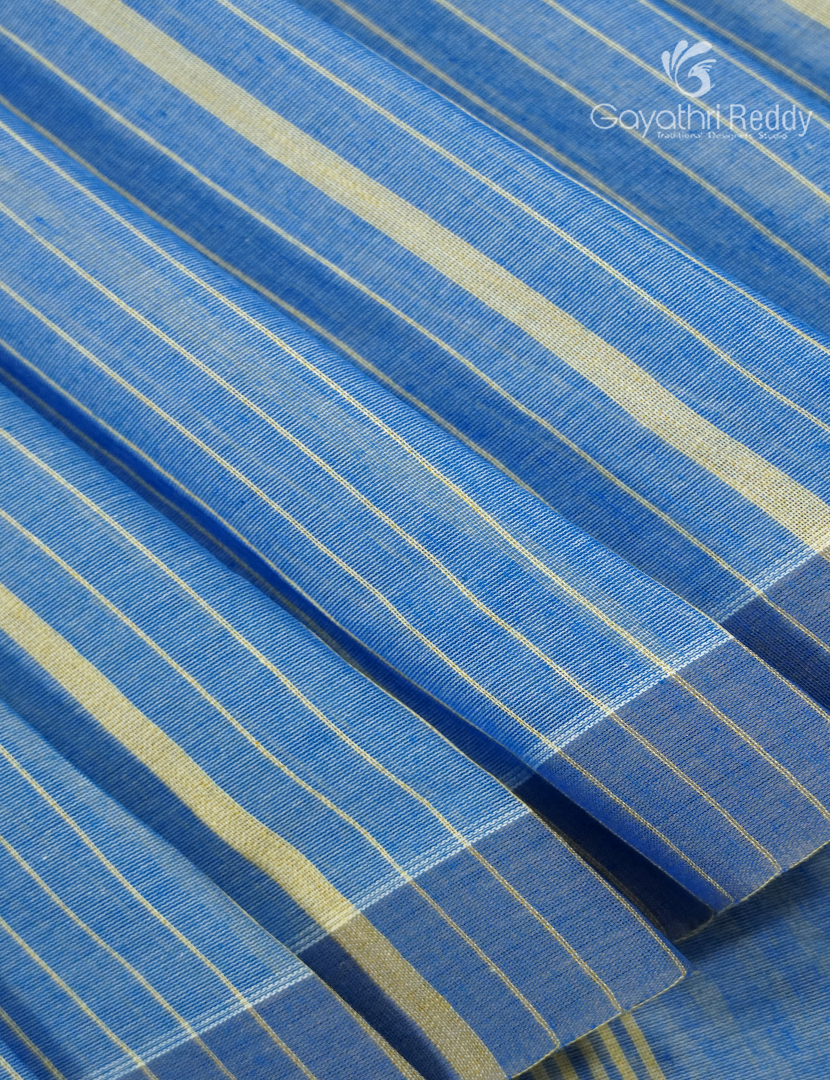 Pure Handloom Cotton Saree in Powder Blue