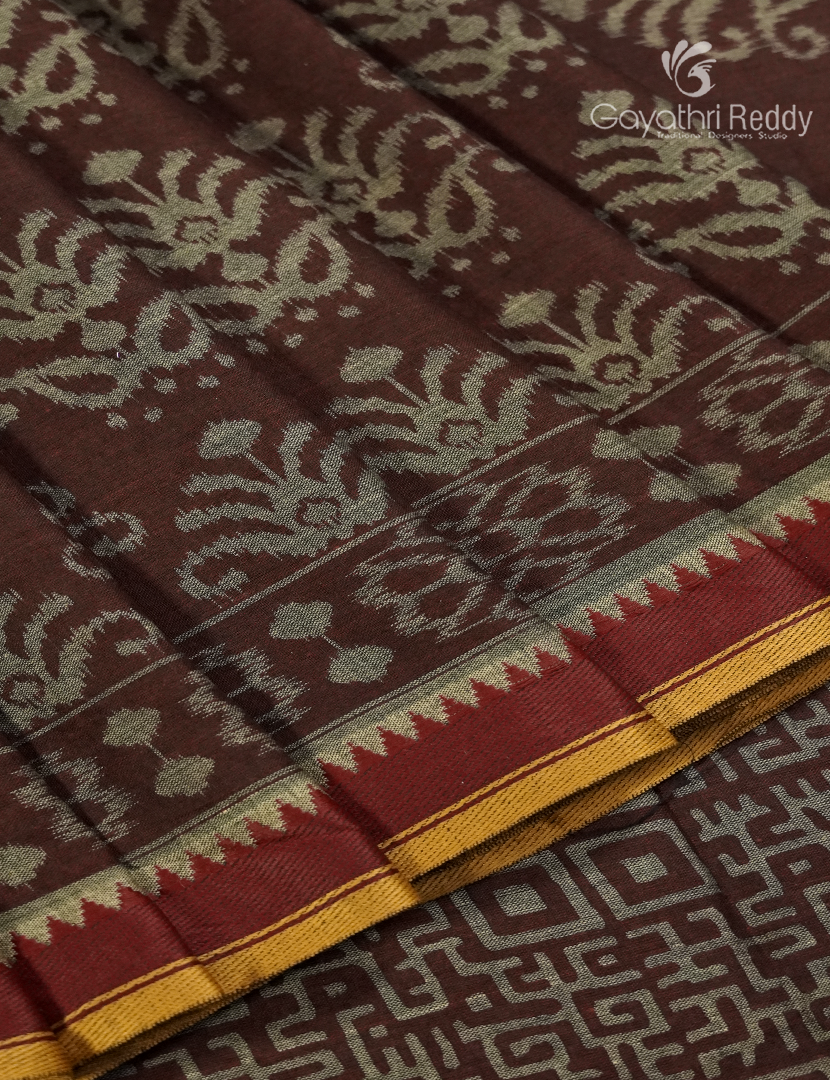 Vidharbha Cotton Saree in Deep Brown