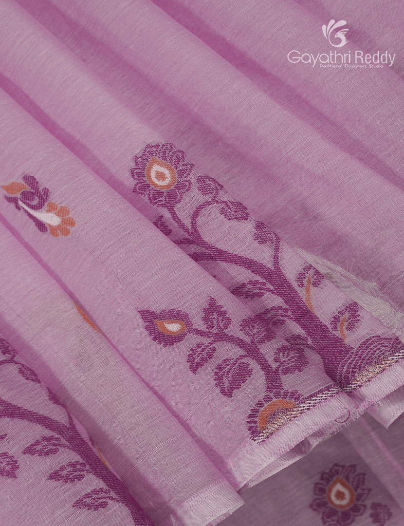Jamdani Cotton Saree in Baby Pink